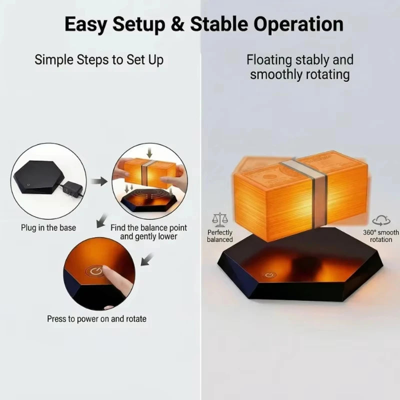 Magnetic Levitation Dollar Lamp 360° Rotating LED Night Light Retro Money Atmosphere Lamp Touch Control Desktop Ornament Gift