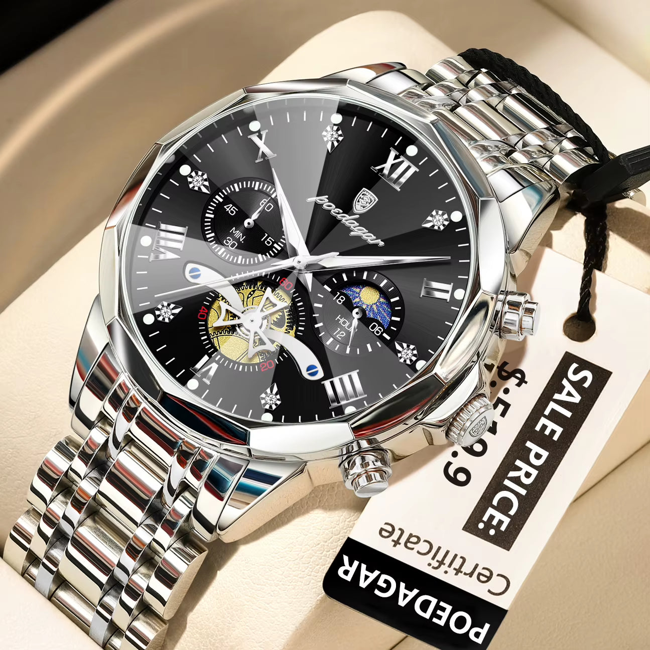 Luxury Men Watch Top Original Waterproof Luminous Chronograph Man Wristwatch Stainless Steel Quartz Men'S Watches Reloj