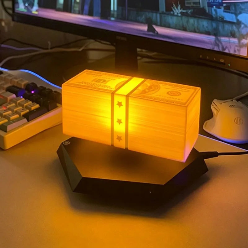 Magnetic Levitation Dollar Lamp 360° Rotating LED Night Light Retro Money Atmosphere Lamp Touch Control Desktop Ornament Gift
