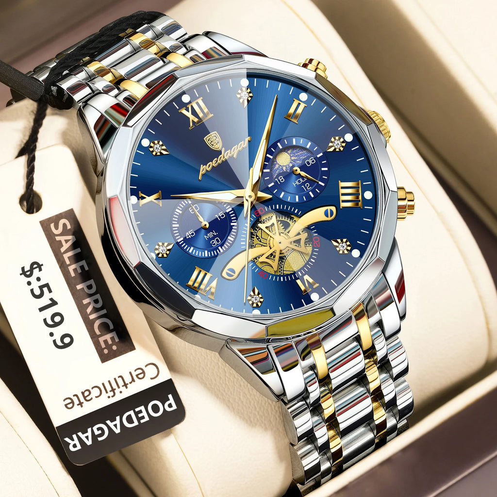 Luxury Men Watch Top Original Waterproof Luminous Chronograph Man Wristwatch Stainless Steel Quartz Men'S Watches Reloj