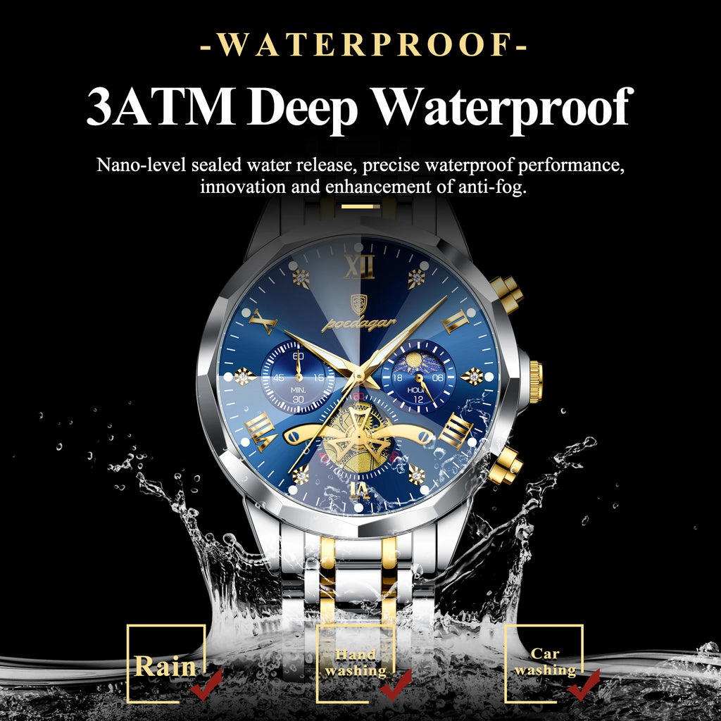 Luxury Men Watch Top Original Waterproof Luminous Chronograph Man Wristwatch Stainless Steel Quartz Men'S Watches Reloj