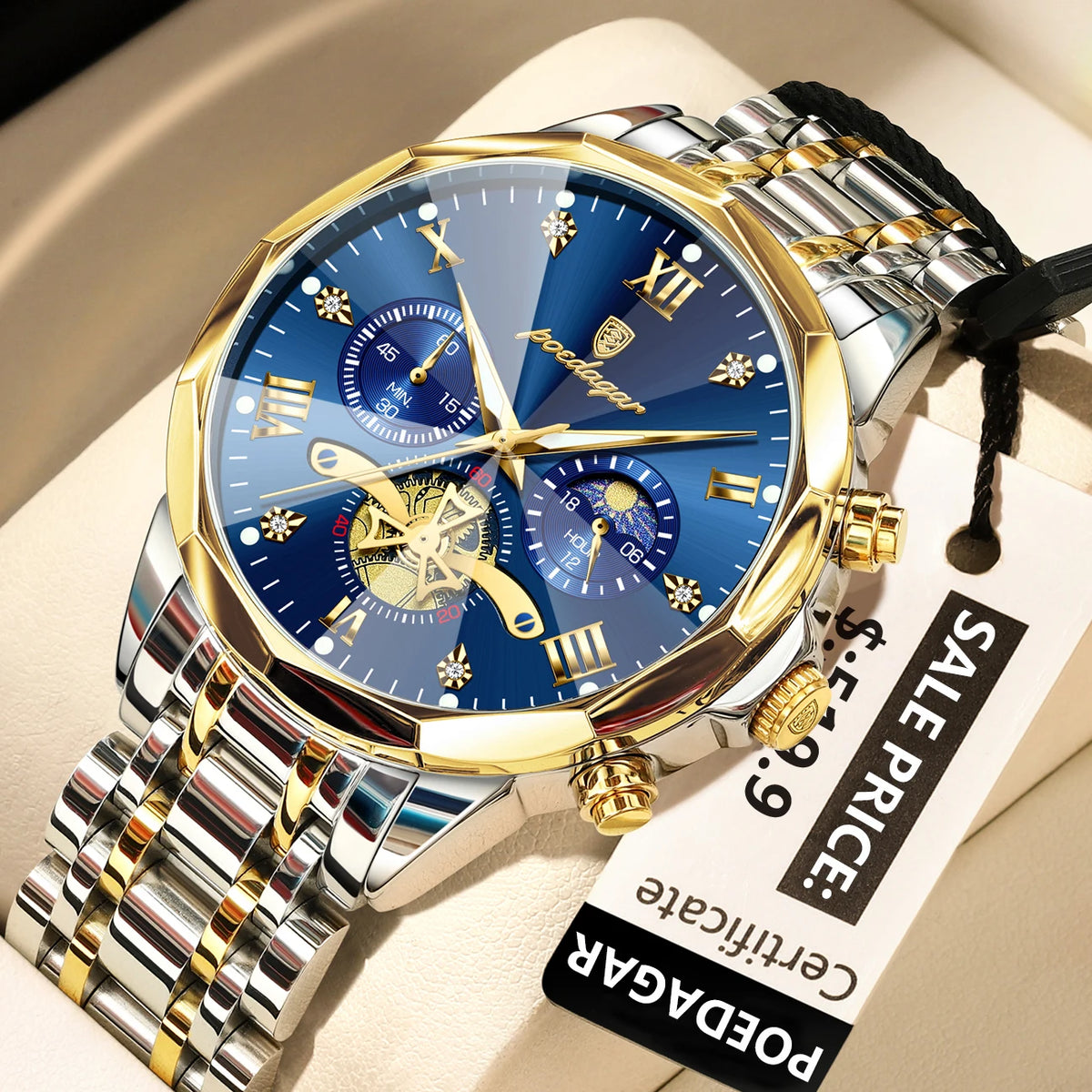 Luxury Men Watch Top Original Waterproof Luminous Chronograph Man Wristwatch Stainless Steel Quartz Men'S Watches Reloj