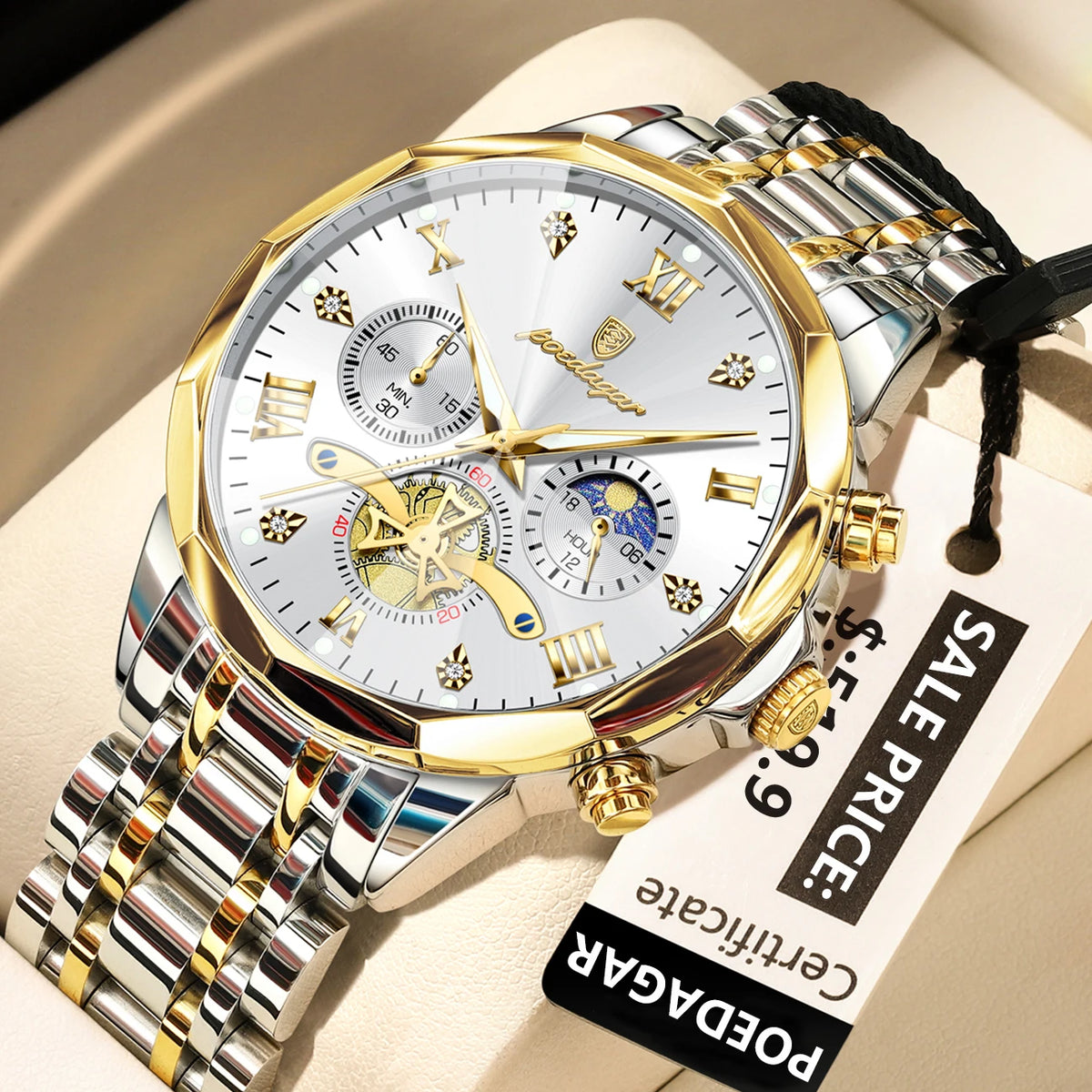 Luxury Men Watch Top Original Waterproof Luminous Chronograph Man Wristwatch Stainless Steel Quartz Men'S Watches Reloj