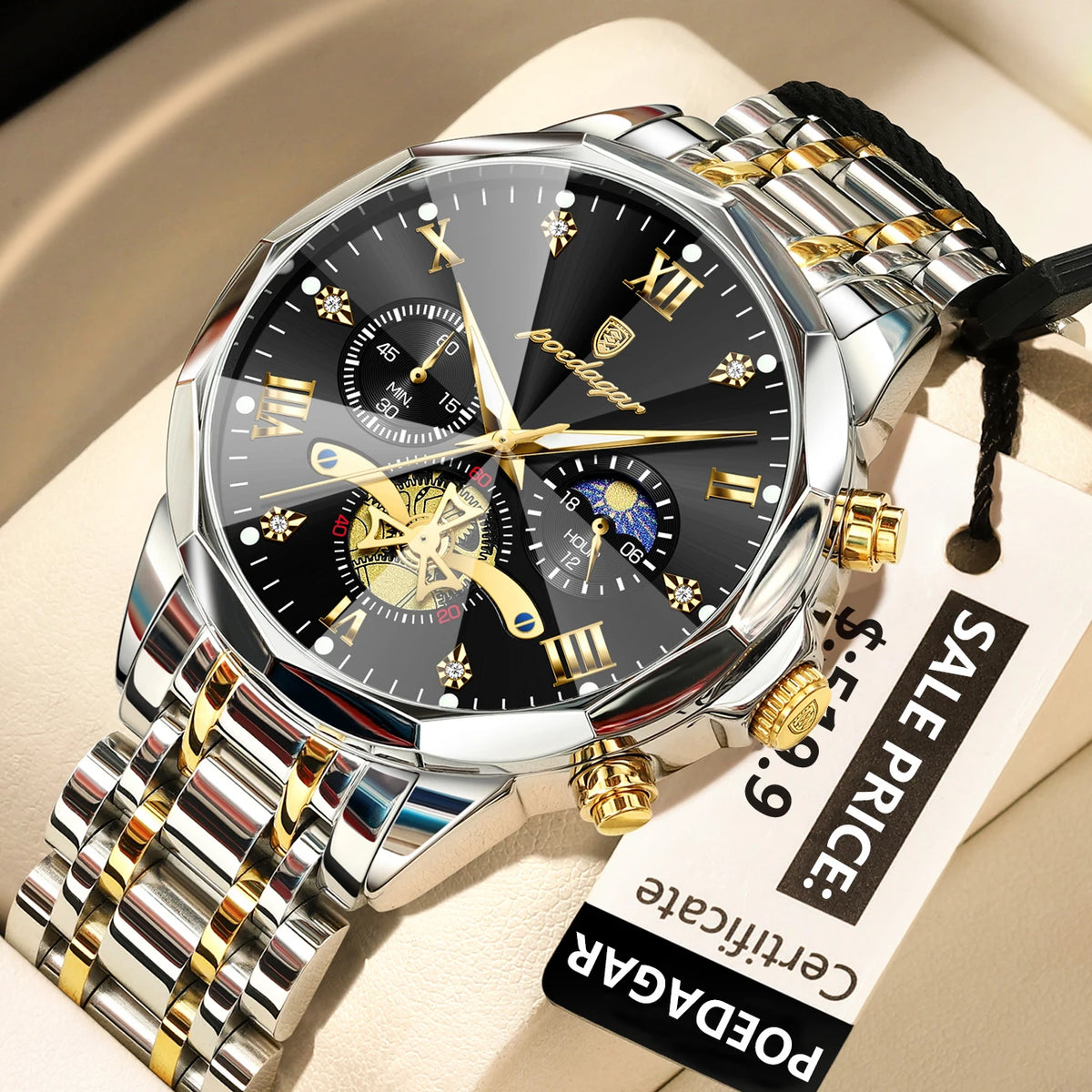 Luxury Men Watch Top Original Waterproof Luminous Chronograph Man Wristwatch Stainless Steel Quartz Men'S Watches Reloj