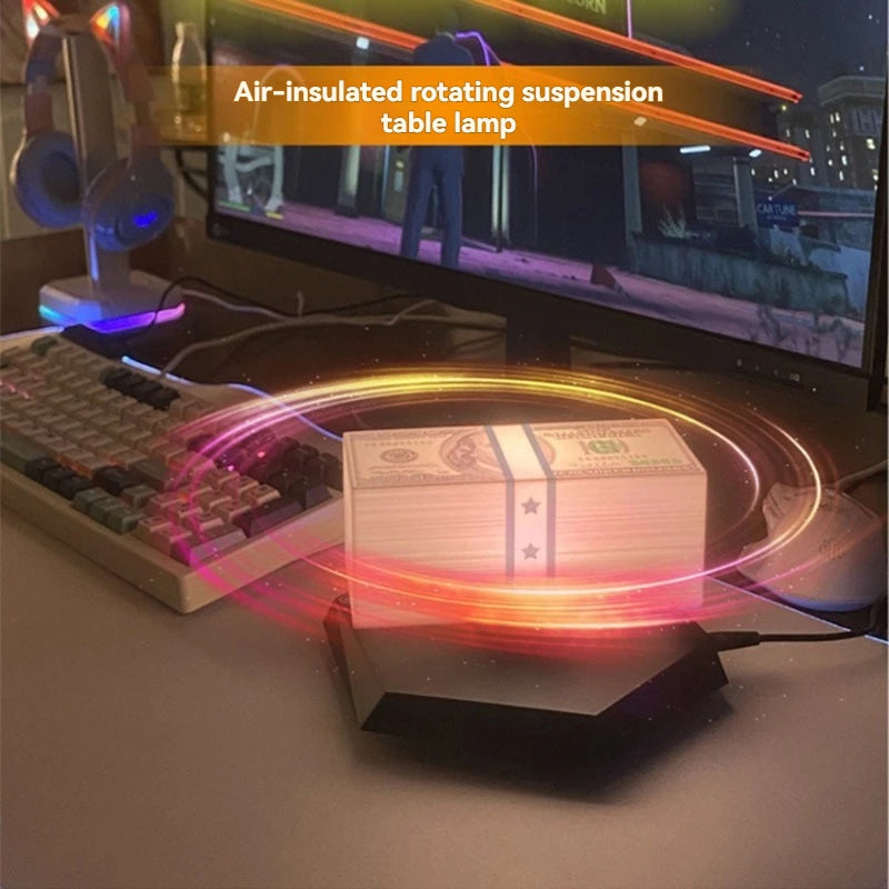 Magnetic Levitation Dollar Lamp 360° Rotating LED Night Light Retro Money Atmosphere Lamp Touch Control Desktop Ornament Gift