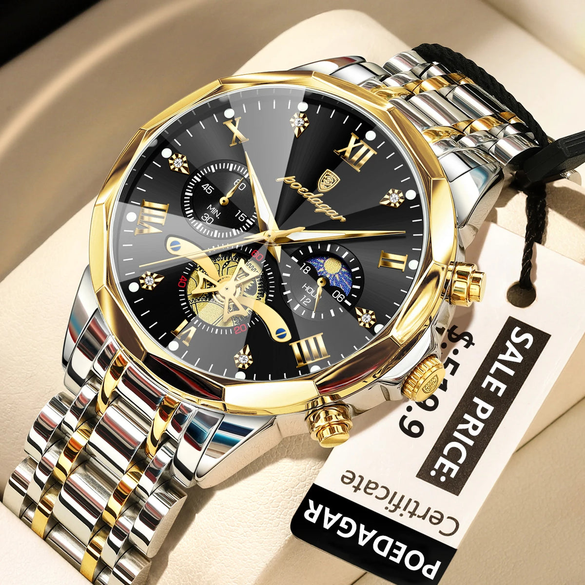 Luxury Men Watch Top Original Waterproof Luminous Chronograph Man Wristwatch Stainless Steel Quartz Men'S Watches Reloj