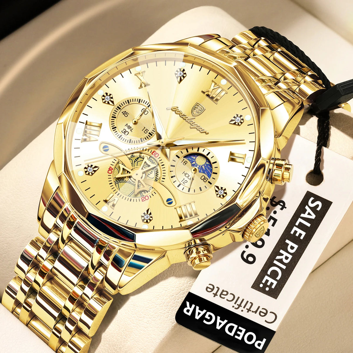 Luxury Men Watch Top Original Waterproof Luminous Chronograph Man Wristwatch Stainless Steel Quartz Men'S Watches Reloj